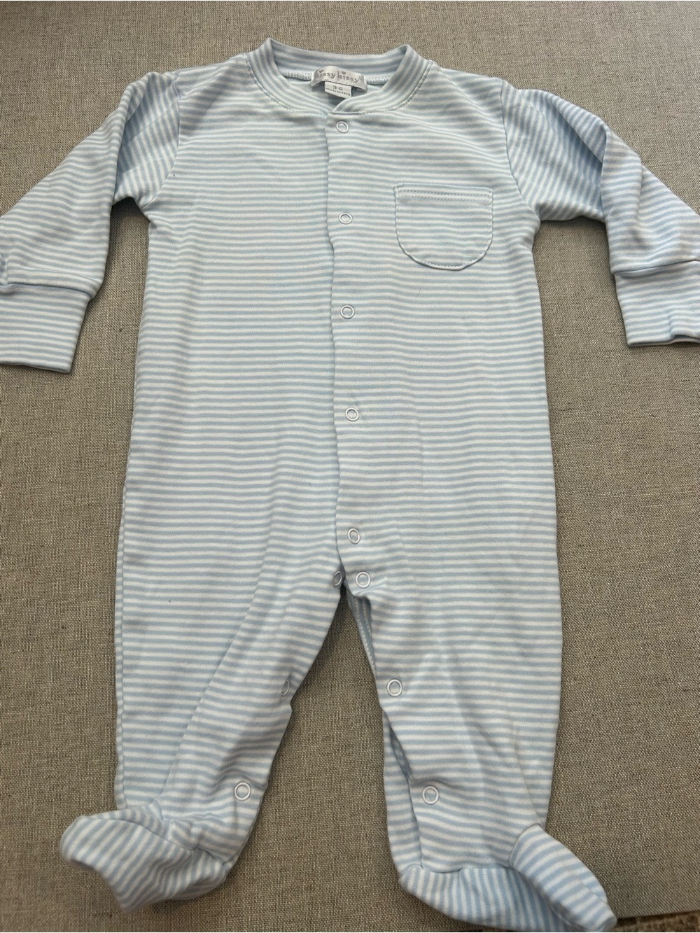 Classic Striped Footed One-Piece - Light Blue